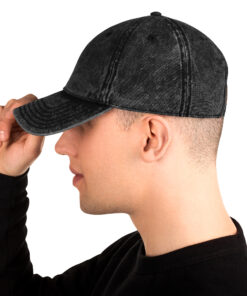 Gorra denim de algodón vintage personalizable, vista lateral izquierda