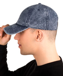 Gorra denim de algodón vintage personalizable, vista lateral izquierda