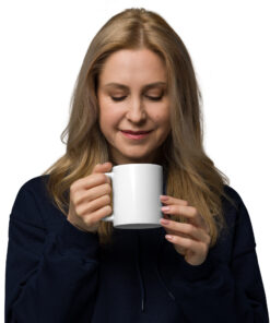 Taza de acabado brillante personalizable, vista lateral izquierda