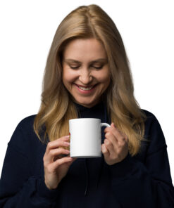 Taza de acabado brillante personalizable, vista lateral derecha