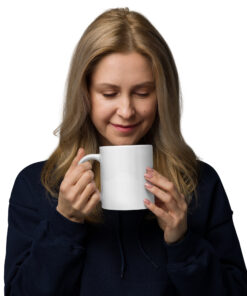 Taza de acabado brillante personalizable, vista lateral izquierda