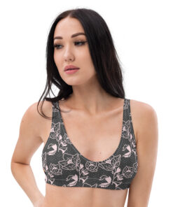 Sujetador bikini reciclado con relleno estampado integral personalizable, vista frontal