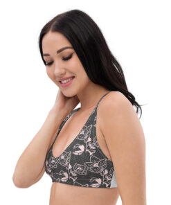 Sujetador bikini reciclado con relleno estampado integral personalizable, vista frontal