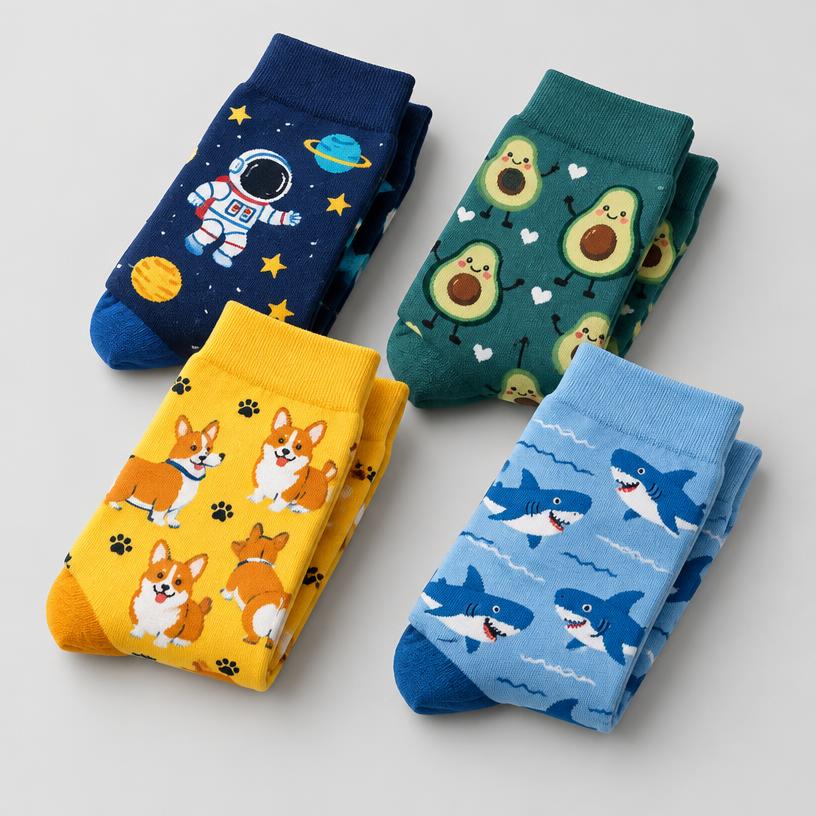 Pack 4 pares de calcetines divertidos en Amazon