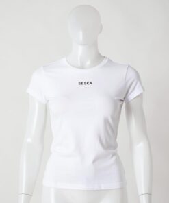 Camiseta SESKA de mujer blanca con logo negro