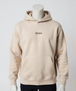 Sudadera SESKA beige con capucha y logo en el pecho