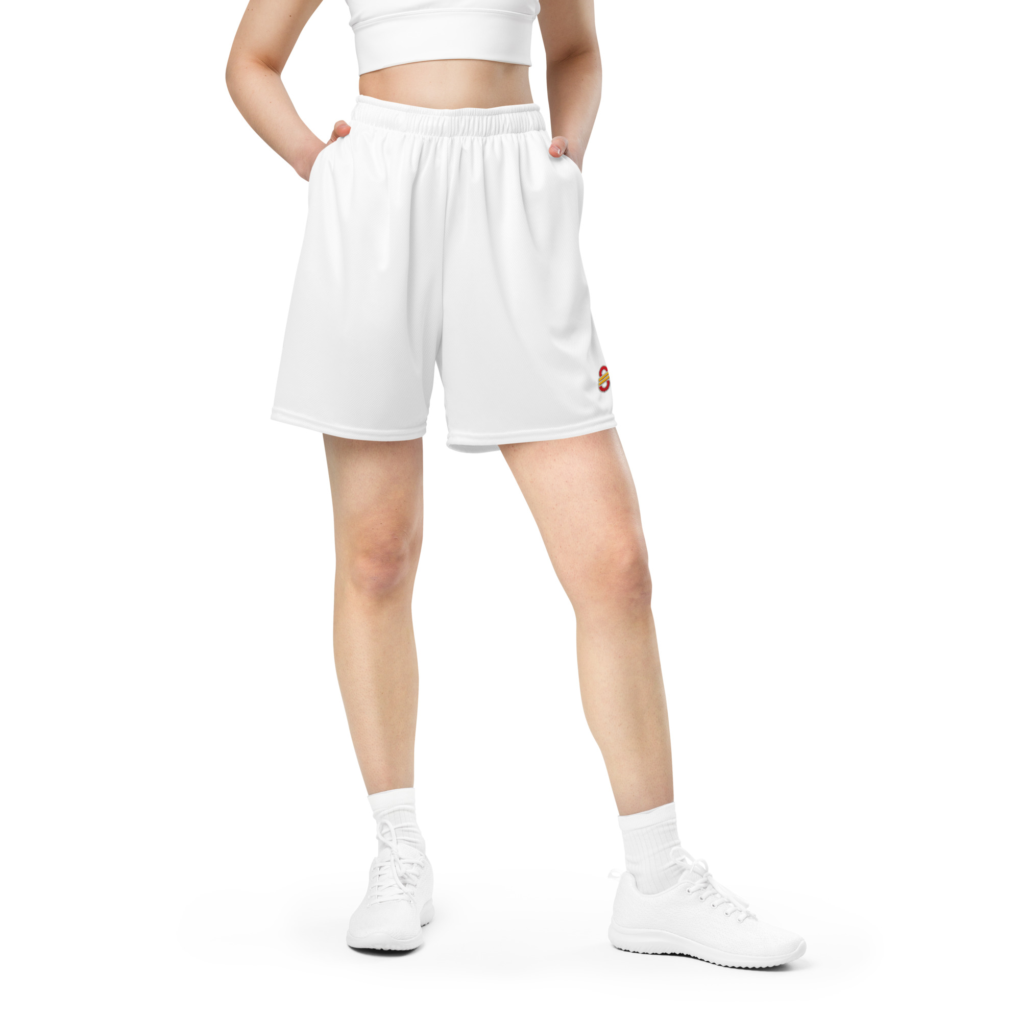 Shorts de malla unisex transpirables de corte recto con cinturilla elástica (2)