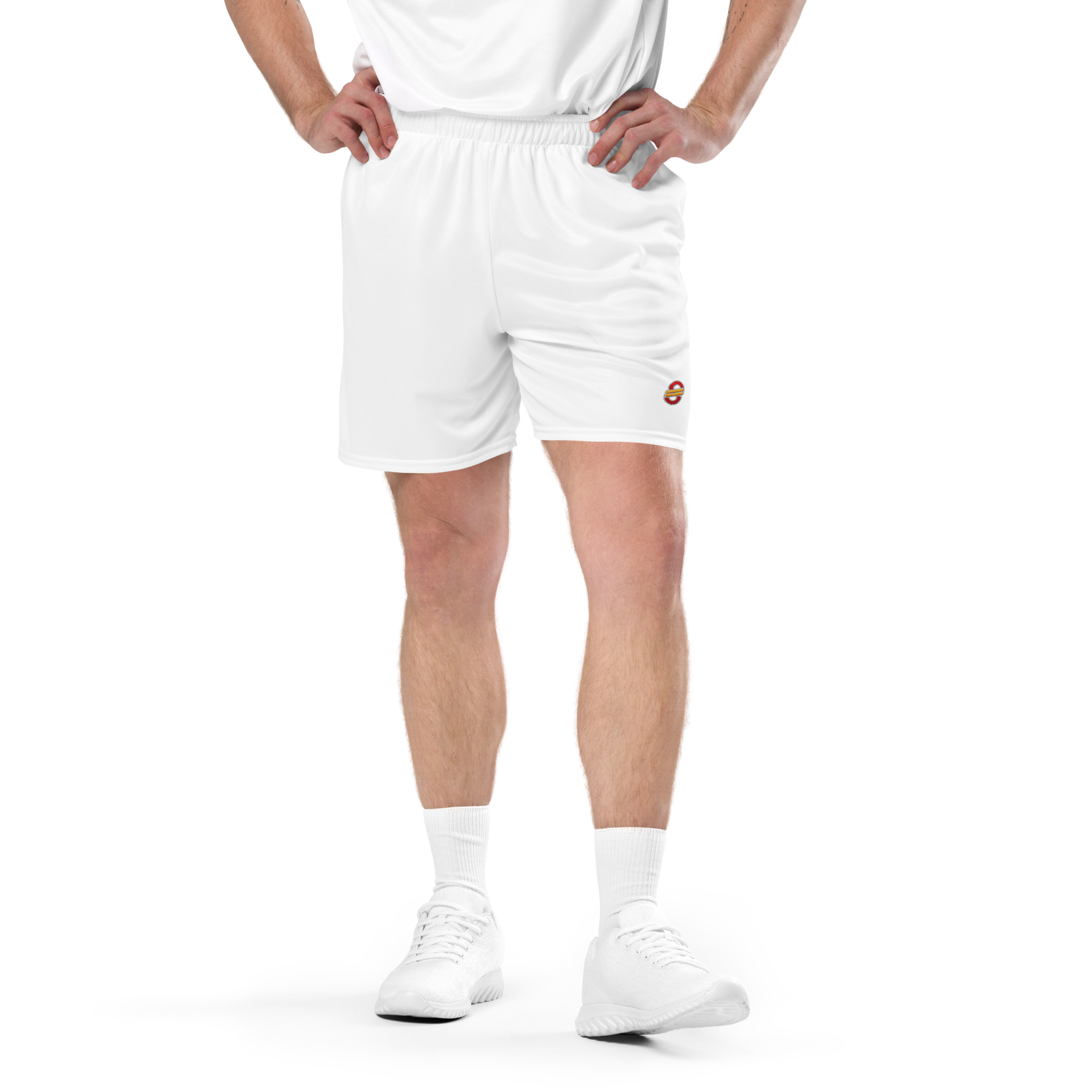 Shorts de malla unisex transpirables de corte recto con cinturilla elástica (3)