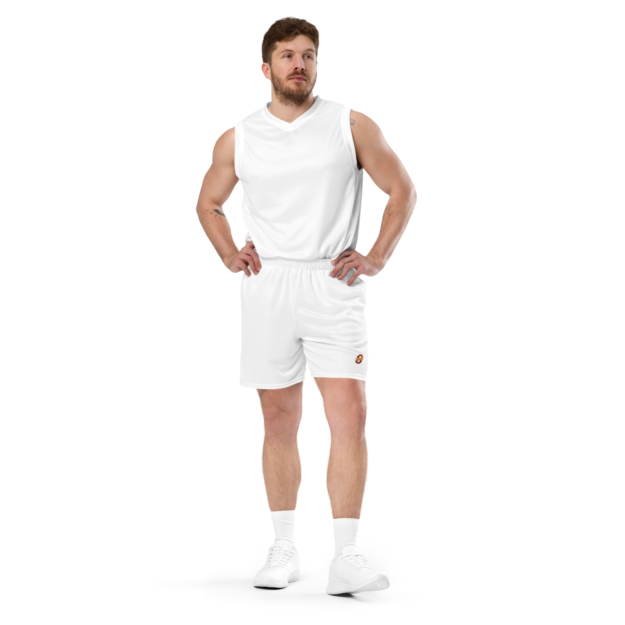Shorts de malla unisex transpirables de corte recto con cinturilla elástica (9)