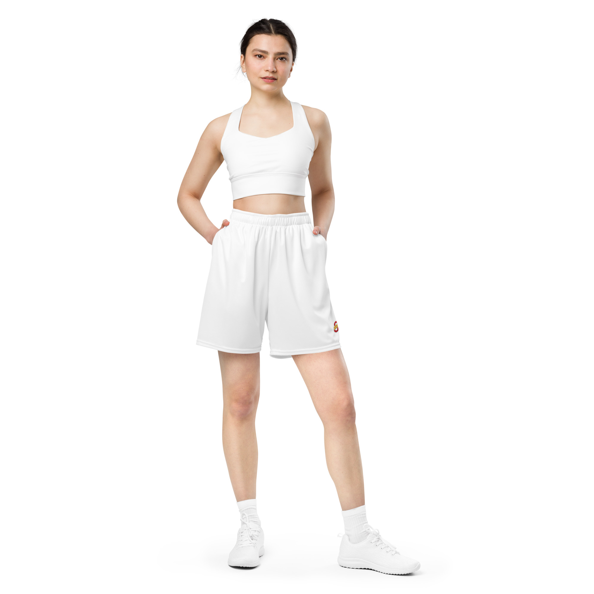 Shorts de malla unisex transpirables de corte recto con cinturilla elástica (12)