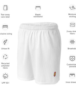 Shorts de malla unisex transpirables de corte recto con cinturilla elástica (4)