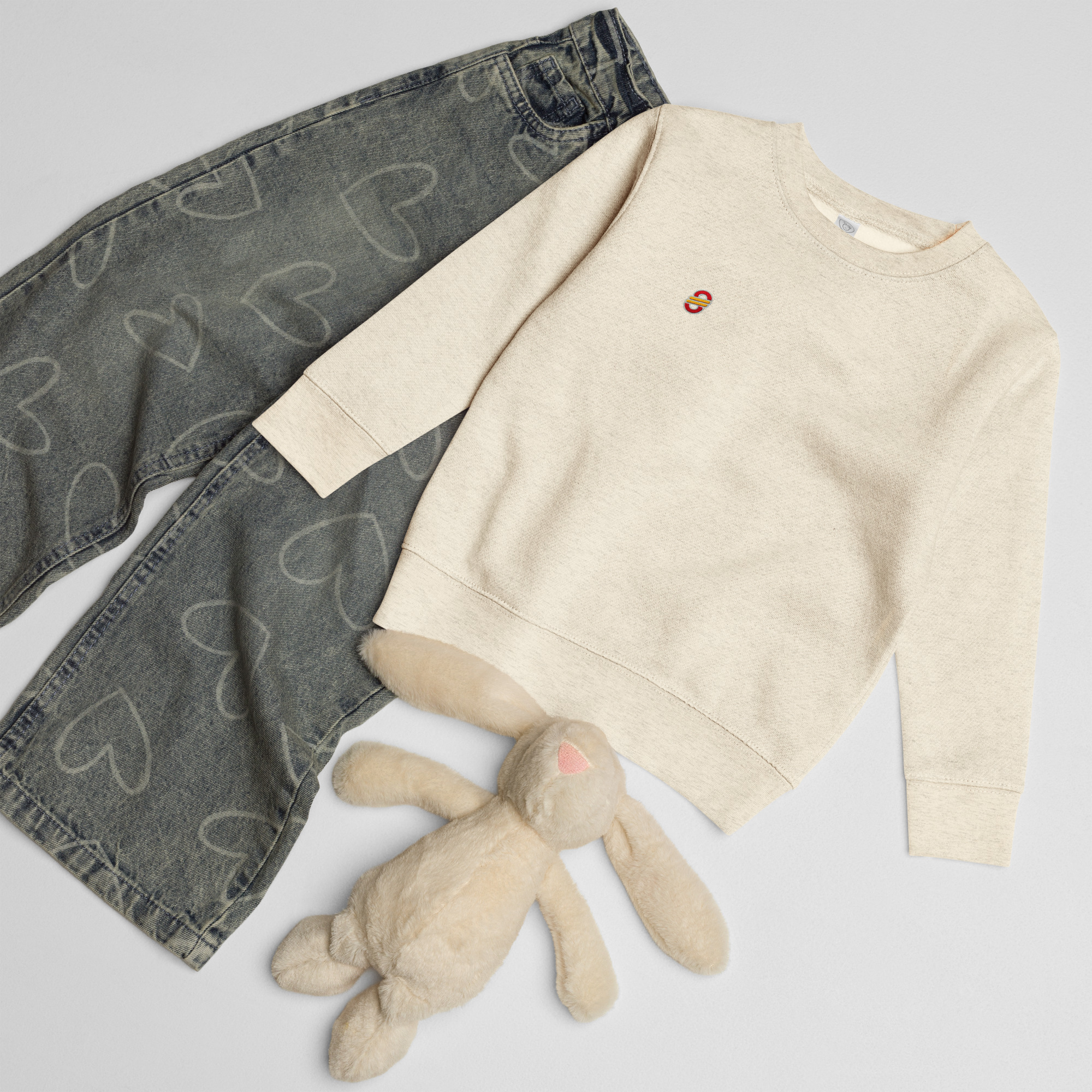 Sudadera infantil de cuello redondo en tejido suave con puños acanalados (28)