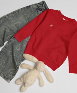 Sudadera infantil de cuello redondo en tejido suave con puños acanalados (23)