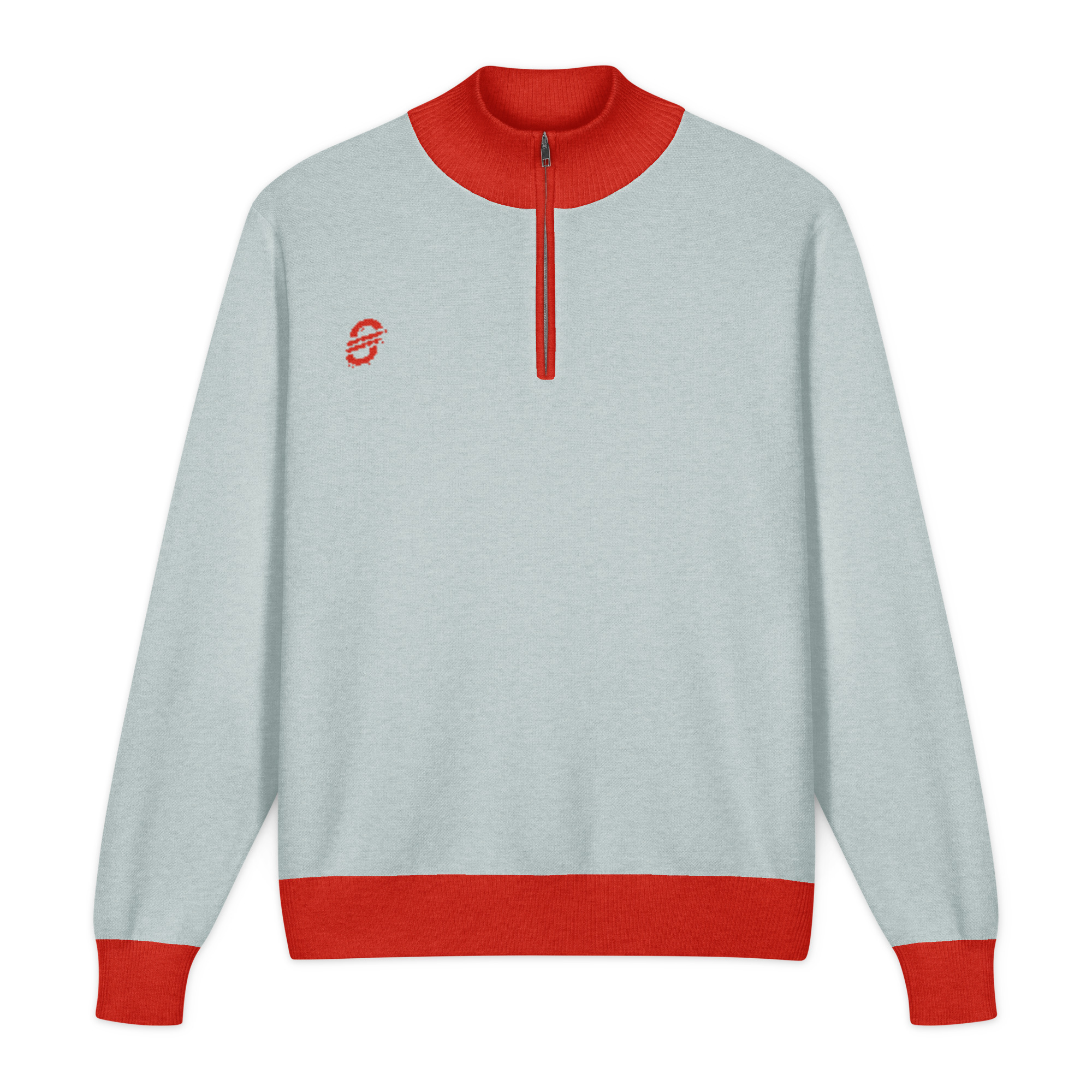 Jersey unisex de punto con cremallera corta al cuello en color liso